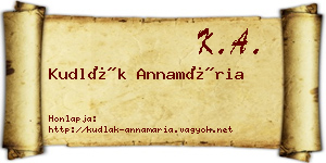 Kudlák Annamária névjegykártya